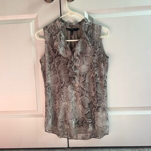 White House Black Market Neutral Print Blouse